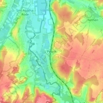 Mappa topografica Pécrot, altitudine, rilievo