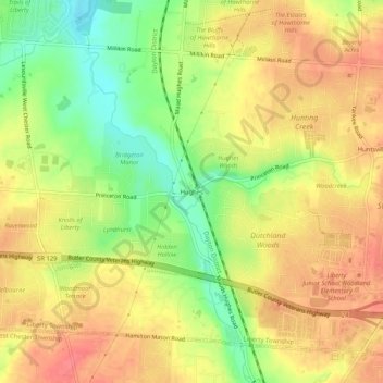 Mappa topografica Hughes, altitudine, rilievo