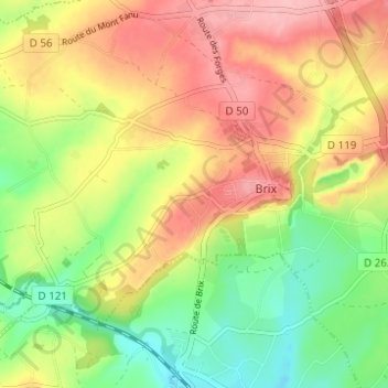 Mappa topografica Hameau Terrier, altitudine, rilievo