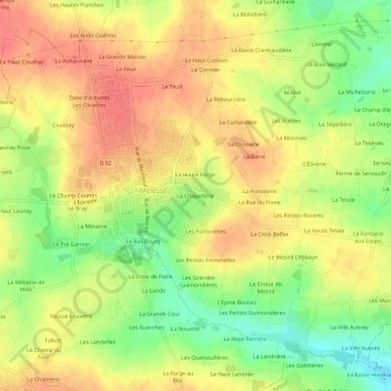 Mappa topografica La Chapellerie, altitudine, rilievo