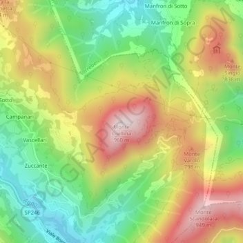 Mappa topografica Monte Civillina, altitudine, rilievo