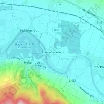 Mappa topografica Kleinenwieden, altitudine, rilievo
