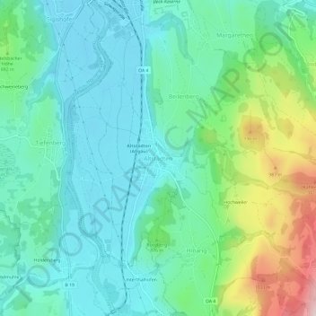 Mappa topografica Altstädten, altitudine, rilievo