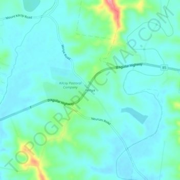 Mappa topografica Winya, altitudine, rilievo