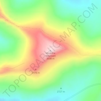 Mappa topografica Medicine Mountain, altitudine, rilievo