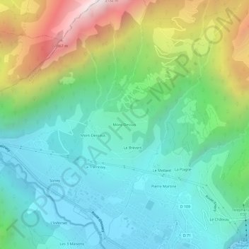 Mappa topografica Mont-Dessus, altitudine, rilievo
