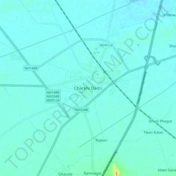 Mappa topografica Charkhi Dadri, altitudine, rilievo