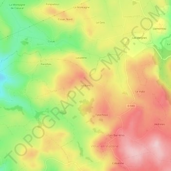 Mappa topografica Le Born, altitudine, rilievo