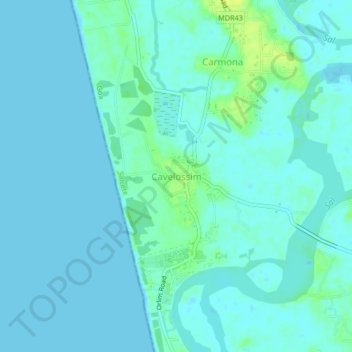Mappa topografica Cavelossim, altitudine, rilievo