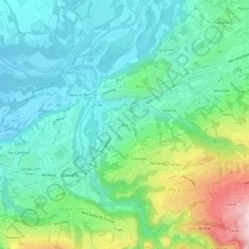 Mappa topografica Gus, altitudine, rilievo