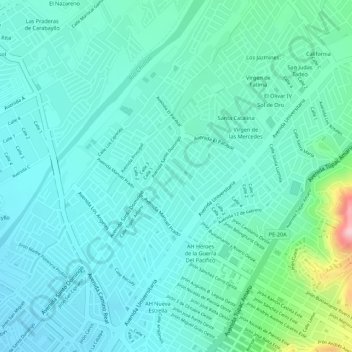 Mappa topografica LL, altitudine, rilievo
