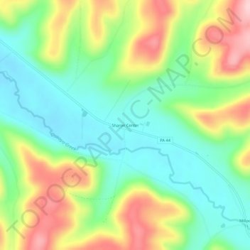 Mappa topografica Sharon Center, altitudine, rilievo