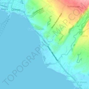 Mappa topografica Bantigue, altitudine, rilievo