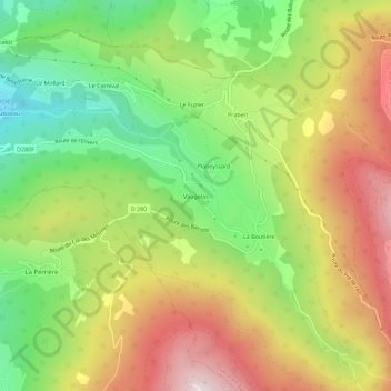 Mappa topografica Vaugelas, altitudine, rilievo