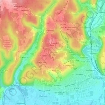 Mappa topografica Les Rouquilloux, altitudine, rilievo