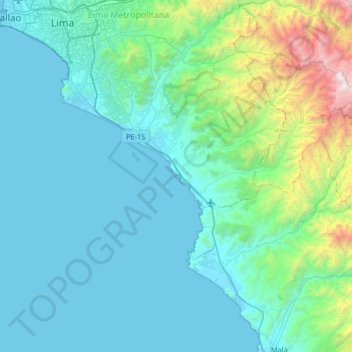 Mappa topografica Punta Hermosa, altitudine, rilievo