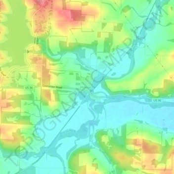 Mappa topografica Howard, altitudine, rilievo