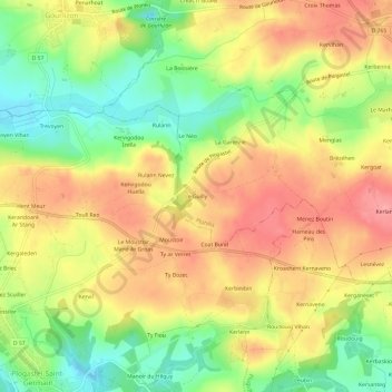 Mappa topografica Le Guilly, altitudine, rilievo