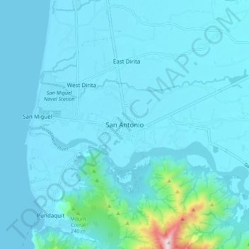 Mappa topografica San Antonio, altitudine, rilievo