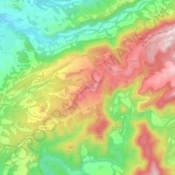 Mappa topografica la Guàrdia, altitudine, rilievo