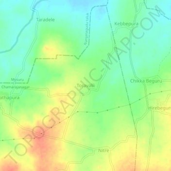 Mappa topografica Toravalli, altitudine, rilievo
