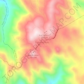 Mappa topografica Cuajimoloyas, altitudine, rilievo