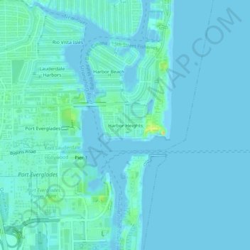 Mappa topografica Harbor Heights, altitudine, rilievo