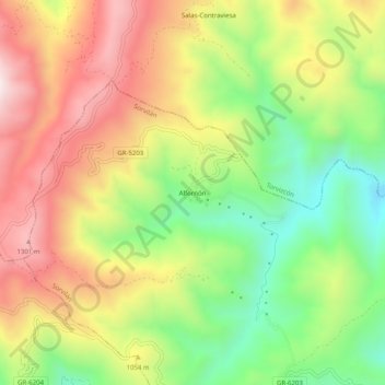 Mappa topografica Alfornón, altitudine, rilievo