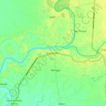 Mappa topografica San Isidro, altitudine, rilievo