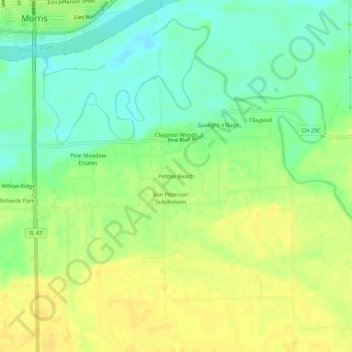 Mappa topografica Pebble Beach, altitudine, rilievo