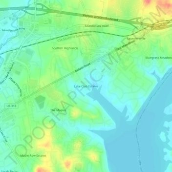 Mappa topografica Lake Club Estates, altitudine, rilievo