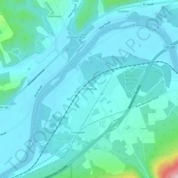 Mappa topografica McElhattan, altitudine, rilievo