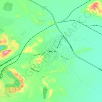 Mappa topografica Newman, altitudine, rilievo