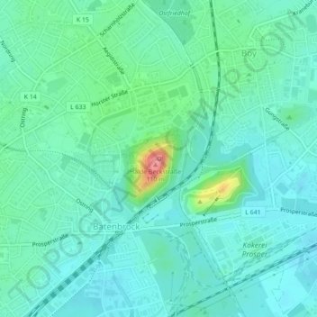 Mappa topografica Tetraeder, altitudine, rilievo