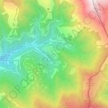Mappa topografica Certara, altitudine, rilievo