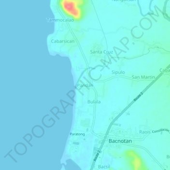 Mappa topografica Pandan, altitudine, rilievo