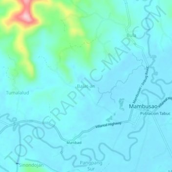 Mappa topografica Balat-an, altitudine, rilievo