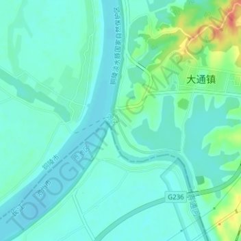 Mappa topografica 大通古镇, altitudine, rilievo