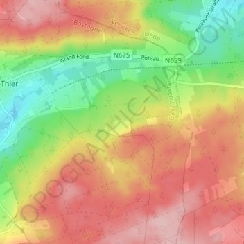 Mappa topografica Tinseubois, altitudine, rilievo