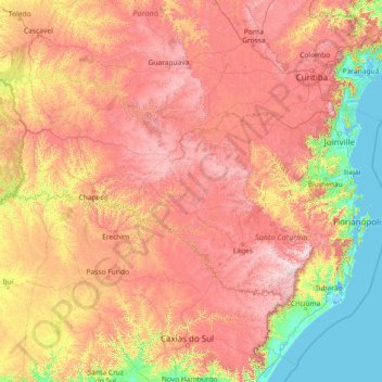 Mappa topografica Santa Catarina, altitudine, rilievo