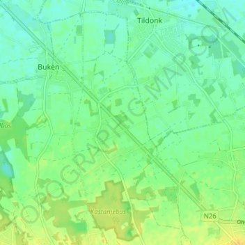Mappa topografica Delle, altitudine, rilievo