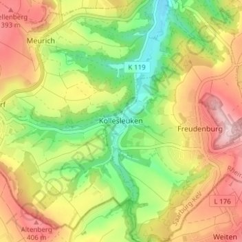 Mappa topografica Kollesleuken, altitudine, rilievo