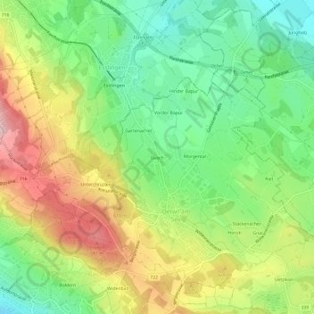 Mappa topografica Gusch, altitudine, rilievo