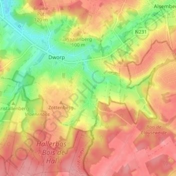 Mappa topografica Rilroheide, altitudine, rilievo