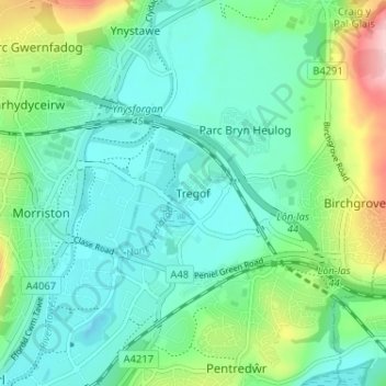 Mappa topografica Tregof, altitudine, rilievo