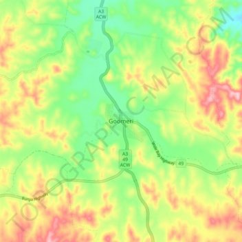 Mappa topografica Goomeri, altitudine, rilievo