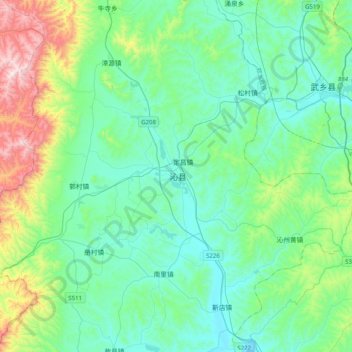 Mappa topografica 沁县, altitudine, rilievo