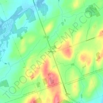 Mappa topografica Bailieboro, altitudine, rilievo