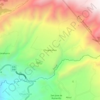 Mappa topografica Chuquirahua, altitudine, rilievo