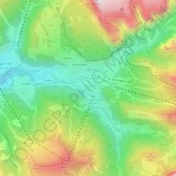 Mappa topografica Selva di Val Gardena, altitudine, rilievo